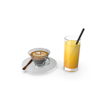 Coffee Lavazza With Cinnamon And Orange Juice PNG & PSD Images