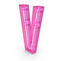 Pink Neon Letter V PNG & PSD Images