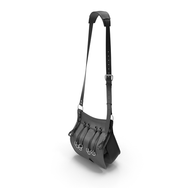 Original Hunting Leather Shoulder Bag in Black PNG & PSD Images