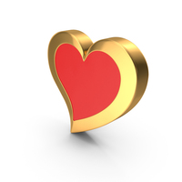 HEART SYMBOL GOLD AND RED PNG & PSD Images