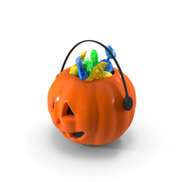 Halloween Pumpkin Basket With Candies PNG & PSD Images