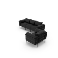Cassina LC2 Leather Sofa And Armchair PNG & PSD Images