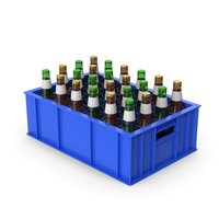Blue Plastic Bottle Crate With Beer Bottles PNG & PSD Images
