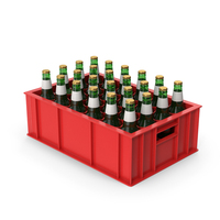 Red Plastic Bottle Crate With Beer Bottles PNG & PSD Images