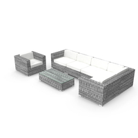 Garden Furniture - Synthetic Rattan - Corner Sofa PNG & PSD Images