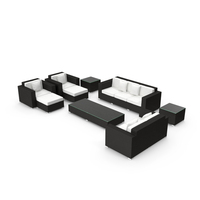 Garden Furniture - Synthetic Rattan Sofa Table and Armchair PNG & PSD Images