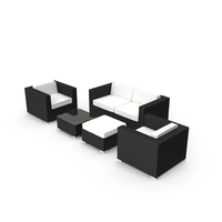 Garden Furniture - Synthetic Rattan Sofa, Table, Armchair, Ottoman PNG & PSD Images