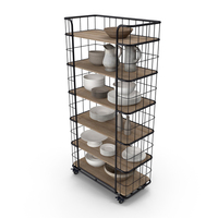Circa 1900 Caged Baker's Rack Single Shelving PNG & PSD Images