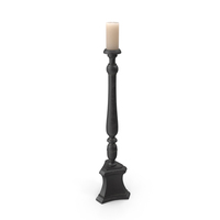 Florentine Carved Wood Candlestick Black PNG & PSD Images