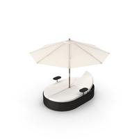 Nagoya Garden Rattan Chaise With Umbrella PNG & PSD Images