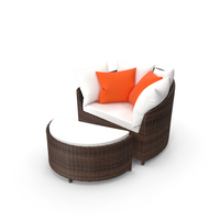 Outdoor Lounge Rattan Chair with Ottoman PNG & PSD Images