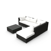 Outdoor Sectional Rattan Furniture Set - Corner, Armless, Ottoman PNG & PSD Images