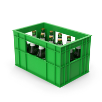 Green Plastic Bottle Crate With Beer Bottles PNG & PSD Images