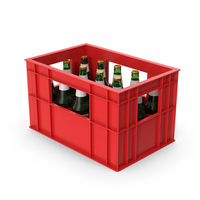 Red Plastic Bottle Crate With Beer Bottles PNG & PSD Images