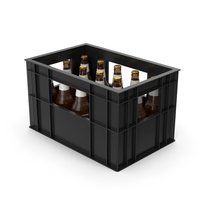 Black Plastic Bottle Crate With Beer Bottles PNG & PSD Images