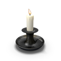Lit Candle With Metal Vintage Holder Stand PNG & PSD Images