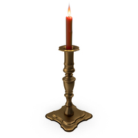 Lit Candle With Golden Vintage Holder Stand PNG & PSD Images
