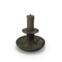 Candle With Antique Copper Vintage Holder Stand PNG & PSD Images