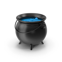 Black Cauldron With Blue Magic Potion PNG & PSD Images
