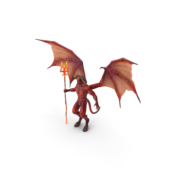 Devil Character with Trident Neutral Pose Fur PNG & PSD Images