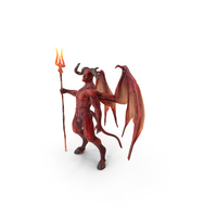Devil Character with Trident Standing Pose Fur PNG & PSD Images
