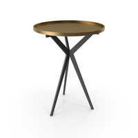 Gold Round Side Table with Black Tripod Legs PNG & PSD Images