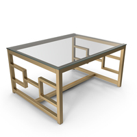 Gold Coffee Table with Glass Top PNG & PSD Images