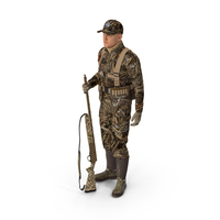 Man On Duck Hunt Standing in Grass Camo Fur PNG & PSD Images