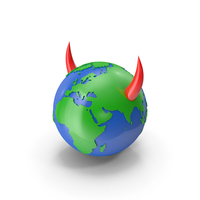 Cartoon Globe With Devil Horns PNG & PSD Images