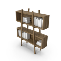 Wood Bookshelf with Books PNG & PSD Images
