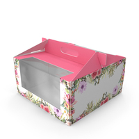 W Packaging Cake Box Pink with Window PNG & PSD Images