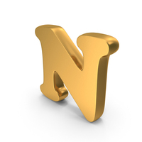 Alphabet Capital N Bold Font Style Gold PNG & PSD Images