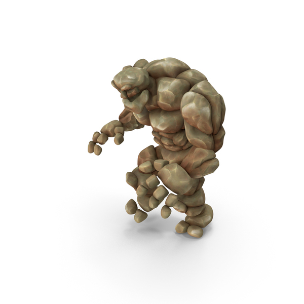 Brown Stone Golem Character Walking Pose PNG & PSD Images