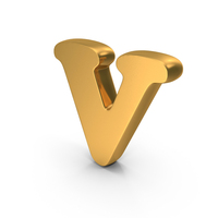 Alphabet Capital V Bold Font Style Gold PNG & PSD Images