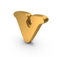 Alphabet v Bold Font Style Gold PNG & PSD Images
