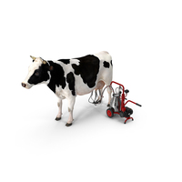 Dairy Cow with Milking Machine Fur PNG & PSD Images