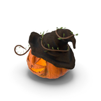 Lit Pumpkin For Halloween With A Witches Hat PNG & PSD Images