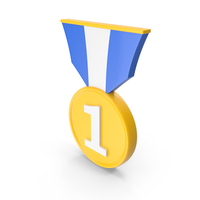 Cartoon Medal With Number 1 PNG & PSD Images