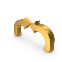 Long Left & Right Curved Arrow Gold PNG & PSD Images