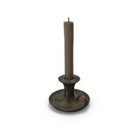 Narrow Candle With Antique Copper Vintage Holder Stand PNG & PSD Images