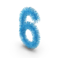 Blue Christmas Tinsel Number 6 PNG & PSD Images