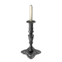 Candle With Metal Medieval Candle Holder PNG & PSD Images