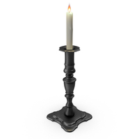 Lit Candle With Metal Medieval Candle Holder PNG & PSD Images