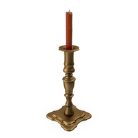 Candle With Golden Medieval Candle Holder PNG & PSD Images