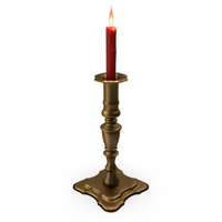 Lit Candel With Golden Medieval Candle Holder PNG & PSD Images