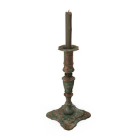 Candle With Antique Copper Medieval Candle Holder PNG & PSD Images