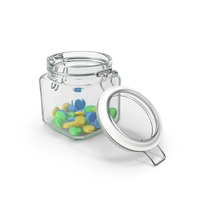 Glass Jar with Candy Blue, Yellow, Green PNG & PSD Images