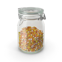 万圣节糖果玉米在封闭的玻璃罐中PNG和PSD图像