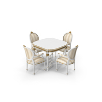 4人Angelo Cappellini Cezanne餐厅套装白金PNG和PSD图像