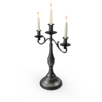Lit Candles With Metal Medieval 3 Candelabra PNG & PSD Images